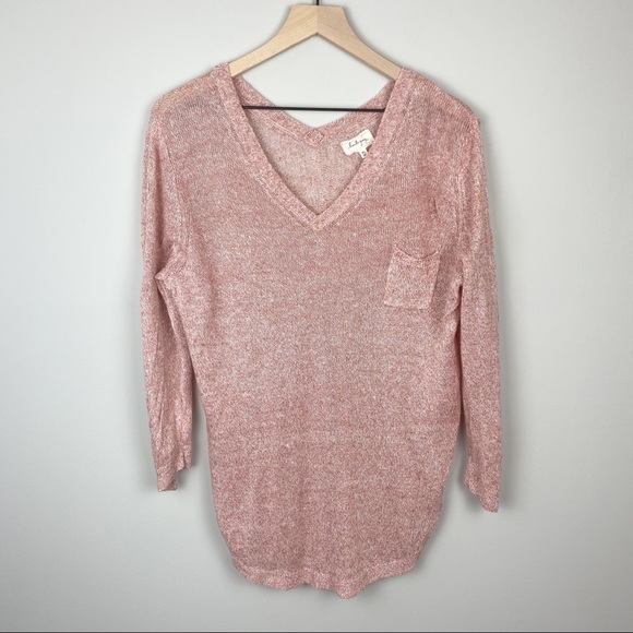 Lou & Grey Sweaters - Lou & Grey Linen Knit Heathered Pink Sweater XL